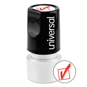 Universal® Round Message Stamp, Check Mark, Pre-inked-re-inkable, Red freeshipping - TVN Wholesale